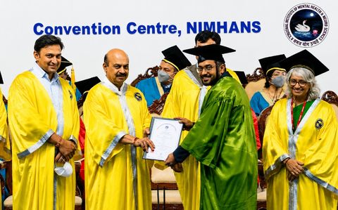 Dr. Annapureddy Jagadish receiving his DM Neurology degree at NIMHANS
